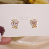AAA CZ Women Rose Stud Earring Wedding Jewelry Pendant