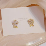 AAA CZ Women Rose Stud Earring Wedding Jewelry Pendant