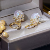 Fantasy Mermaid Pearl Earrings 14K Gold Drop Wedding Jewelry