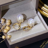 Fantasy Mermaid Pearl Earrings 14K Gold Drop Wedding Jewelry