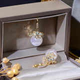 Fantasy Mermaid Pearl Earrings 14K Gold Drop Wedding Jewelry
