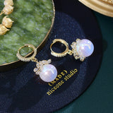 Fantasy Mermaid Pearl Earrings 14K Gold Drop Wedding Jewelry
