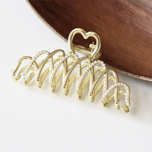 Heart-Shaped Alloy Hair Clip Claw Metal Shark Clip