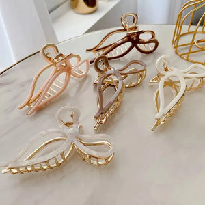 9.7cm Large Bow Hair Claw Clips for Girls Metal Acetic Acid Shark Clip