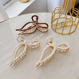 9.7cm Large Bow Hair Claw Clips for Girls Metal Acetic Acid Shark Clip