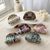 Retro Printing Acrylic Hair Claw Clips for Women Girls