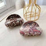 Retro Printing Acrylic Hair Claw Clips for Women Girls