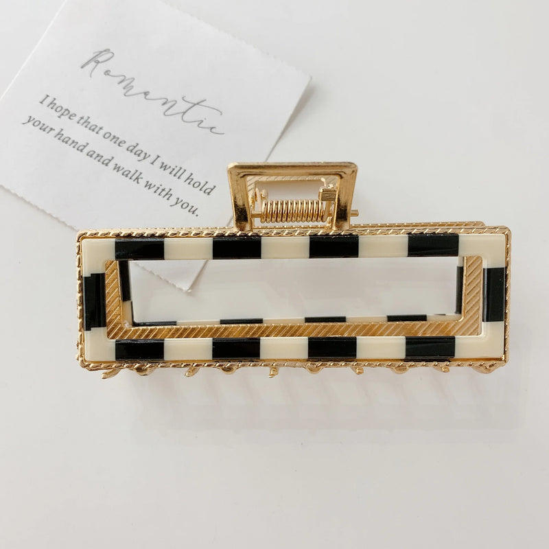 Checkerboard Metal Hair Claws Clip Large Hair Accessory For Woman Girls