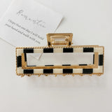 Checkerboard Metal Hair Claws Clip Large Hair Accessory For Woman Girls