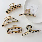 Checkerboard Metal Hair Claws Clip Large Hair Accessory For Woman Girls