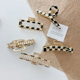 Checkerboard Metal Hair Claws Clip Large Hair Accessory For Woman Girls