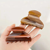 Geometric Caramel Wood Grain Hair Clip Claw for Women