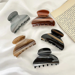 Geometric Caramel Wood Grain Hair Clip Claw for Women