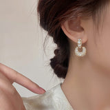 14K Plated Zircon Square Pendant Earrings for Women's Party