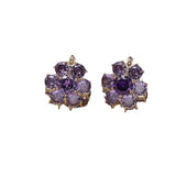 14K Plated Purple Flower Zircon Earrings Women's Party Accessories
