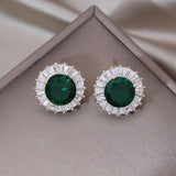 Zircon Round Earrings Women's Daily Work Accessories