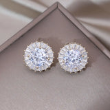 Zircon Round Earrings Women's Daily Work Accessories