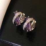 Cross Earrings 14K Plated Copper Zircon Women's Work Accessories
