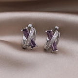 Cross Earrings 14K Plated Copper Zircon Women's Work Accessories