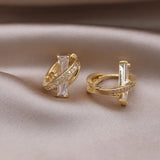 Cross Earrings 14K Plated Copper Zircon Women's Work Accessories