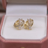 Cross Earrings 14K Plated Copper Zircon Women's Work Accessories