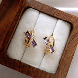 Cross Earrings 14K Plated Copper Zircon Women's Work Accessories