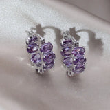 14K Plated Oval Zircon Hoop Earrings for Women