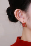 14K Plated Oval Zircon Hoop Earrings for Women