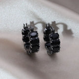 14K Plated Oval Zircon Hoop Earrings for Women