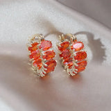 14K Plated Oval Zircon Hoop Earrings for Women