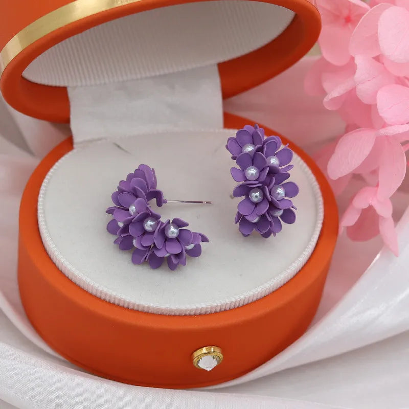 Metallic Painted Hoop Earrings for Women
