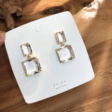 Double Square Crystal Earrings for Women