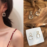 Double Square Crystal Earrings for Women