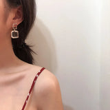 Double Square Crystal Earrings for Women
