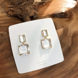 Double Square Crystal Earrings for Women