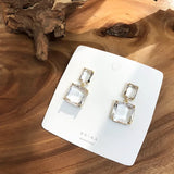 Double Square Crystal Earrings for Women