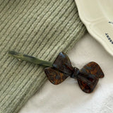 Acetic Acid Textured Bow Hairpins Side Clip