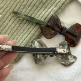 Acetic Acid Textured Bow Hairpins Side Clip
