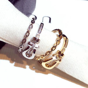 Micro Inlaid Top Crystal Rings Plated 14k Real Charm Open Ring
