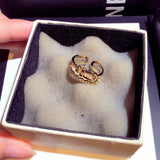 Micro Inlaid Top Crystal Rings Plated 14k Real Charm Open Ring