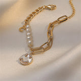 Smiling Face Baroque Pearl Splicing Bracelet Women's Temperament