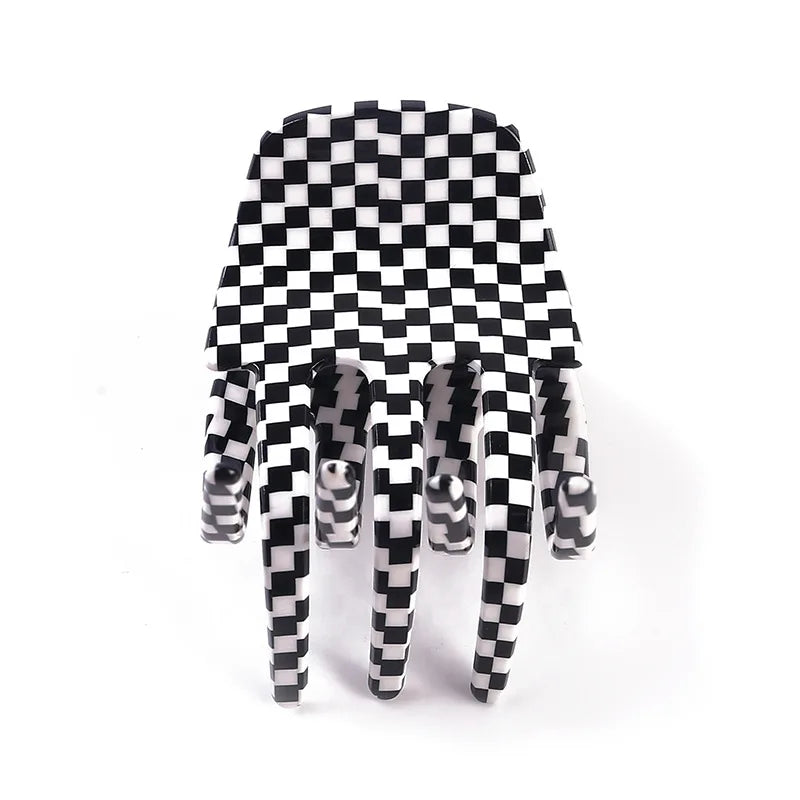 Colorful Checkerboard Hair Claw Acetic Acid Accessories for Girls