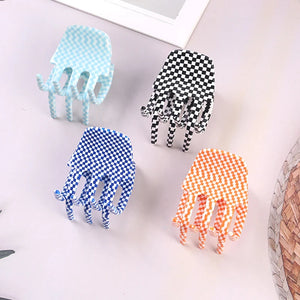 Colorful Checkerboard Hair Claw Acetic Acid Accessories for Girls