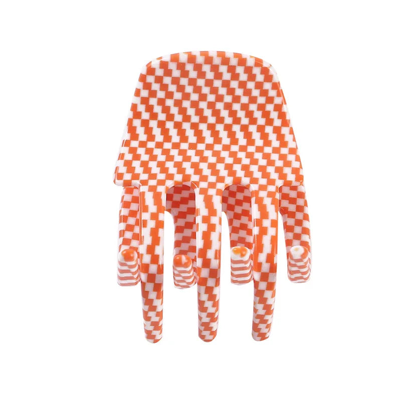Colorful Checkerboard Hair Claw Acetic Acid Accessories for Girls