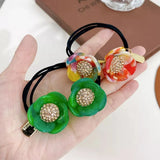 Acetic Acid 3D Flower Hair Accessories Double Scrunchie