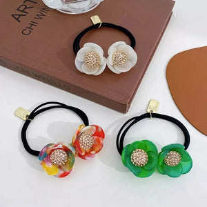 Acetic Acid 3D Flower Hair Accessories Double Scrunchie