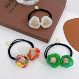 Acetic Acid 3D Flower Hair Accessories Double Scrunchie