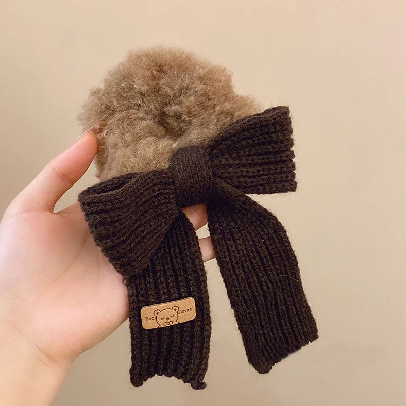 Plush Large Intestine Hair Rope Knitted Wool Bow Hair Rope