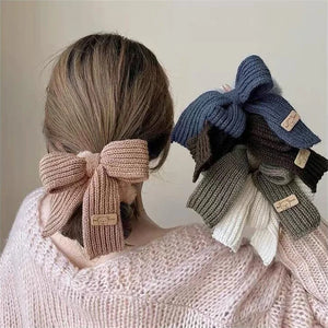 Plush Large Intestine Hair Rope Knitted Wool Bow Hair Rope
