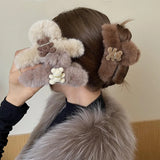 Plush Bear Cross Hair Clip Women All-match Hair Accessories